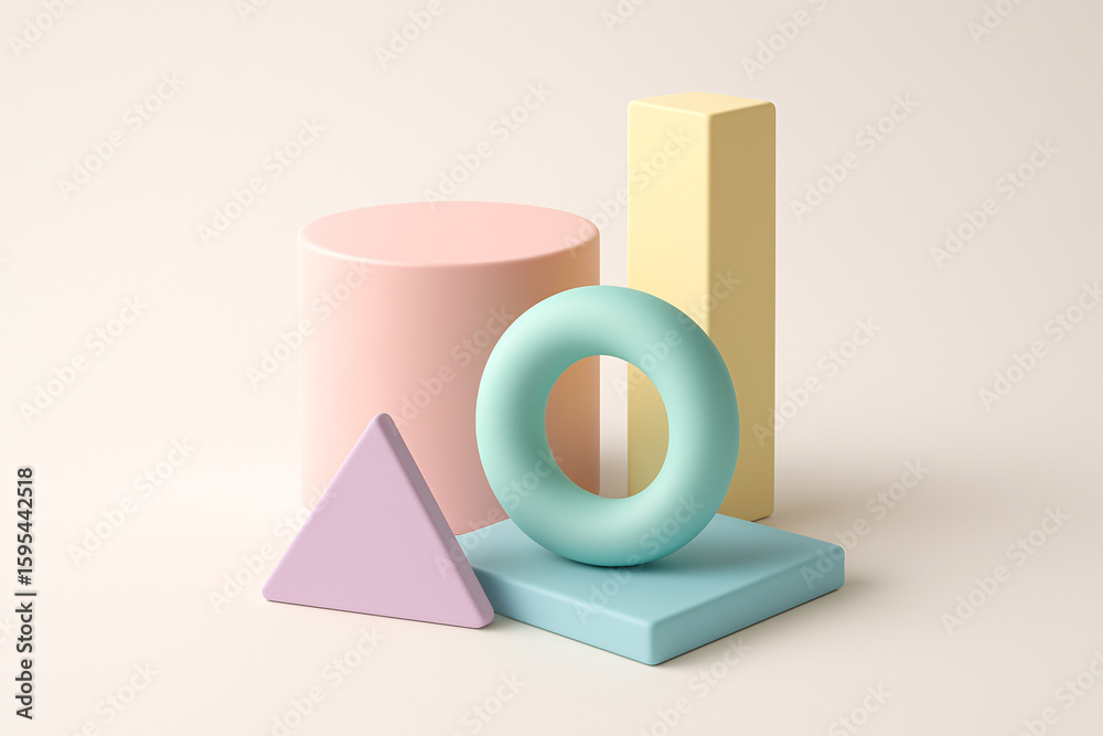Fototapete Pastel geometric shapes create a modern and minimalist abstract composition art design
