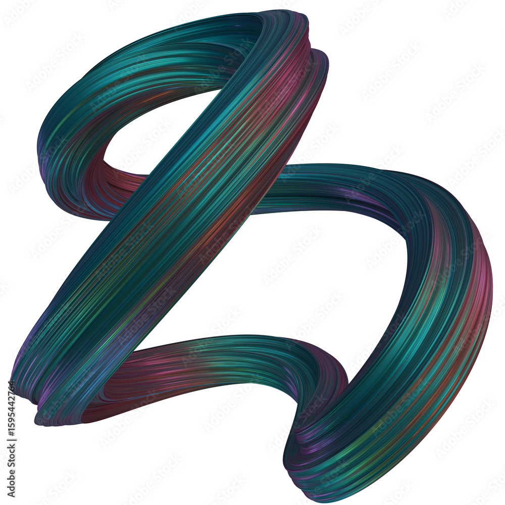 Fototapete twisted - abstract 3d rendering of twisted shapes with vibrant turquoise, magenta, and purple colors