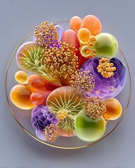 Colorful cultures and cells in glass petri high resolution picture