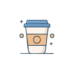 Disposable Cup Icon with Lid Minimalist Vector Graphic Coffee Paper Cup to Go Drink Container Flat Design Illustration