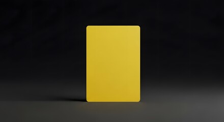 Ai generated image of a single yellow card stands out against a dark background, representing a caution or warning in a sports competition