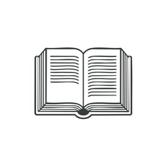 Open book graphic illustration: pages spread wide, showing knowledge, storytelling, reading, learning.