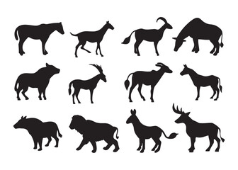 Obraz premium African Wildlife Silhouettes A Collection of Majestic Animal Profiles