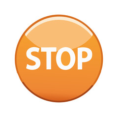 Orange Stop Sign Isolated Shiny Circle Warning Prevention Symbol