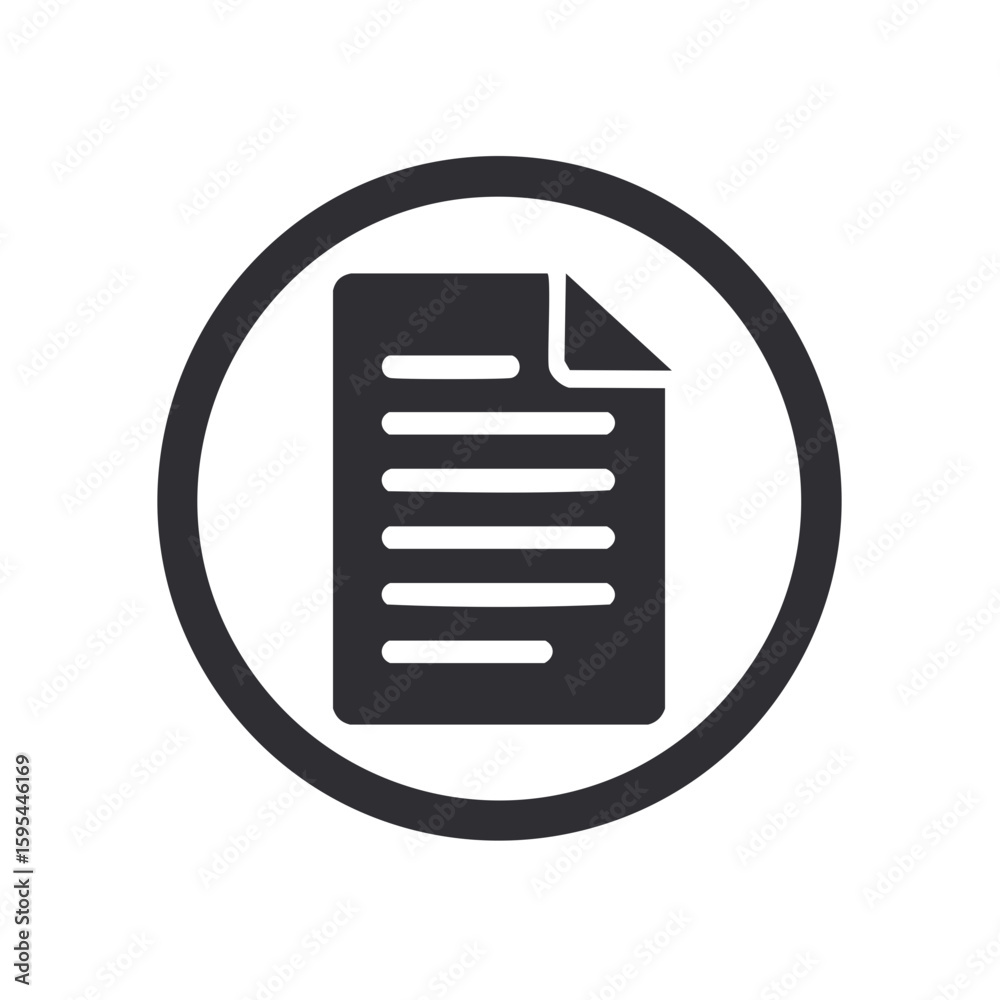 Fototapete document file with lines in circle icon sign interface symbol isolated
