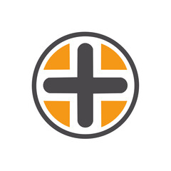 Obraz premium Abstract Medical Symbol Design Featuring a Cross in a Circle with Rounded Ends