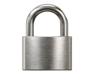 Security action steel padlock in studio metal object close-up. Isolated on transparent background, png.