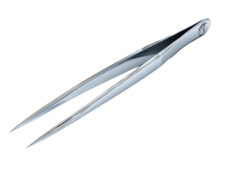 Precision tweezers for crafting workshop tool photography close-up. Isolated on transparent background, png.