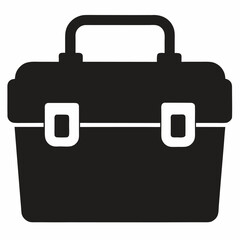 Black silhouette of a mechanic s toolbox isolated on white background