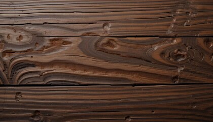 Naklejka premium Background of burnt walnut plank, smooth dark texture with soft shine and burnt accents, crisp lighting, suitable for packaging mockups or food styling.