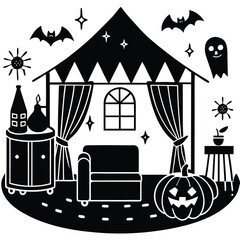 halloween night in minimalist living space.eps