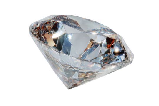 Brilliant lucid diamond studio product photography close-up gemstone. Isolated on transparent background, png.