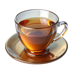 Fresh Cup of Tea in a Clear Glass Cup isolated on transparent background Remove png