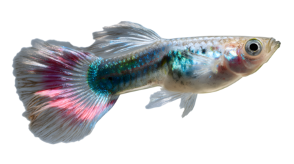 Colorful Guppy Fish Swimming in Freshwater Aquarium Environment