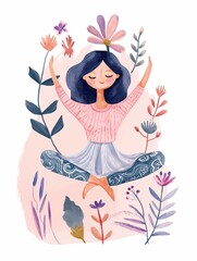 Obraz premium A woman achieves peace by practicing yoga.