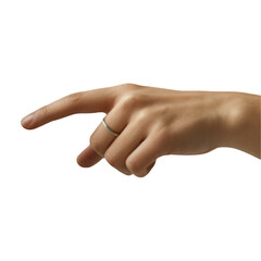 Female Hand Gesturing Left Side – Elegant Woman Showing Direction, Choice, or Idea – Isolated on Transparent Background