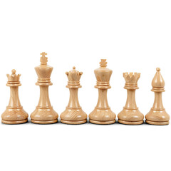 wooden chess figures isolated on transparent background