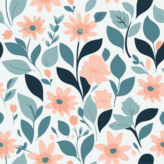 Seamless Boho Floral Pattern &ndash; Hand Drawn Botanical Flowers in Soft Pastel Colors.