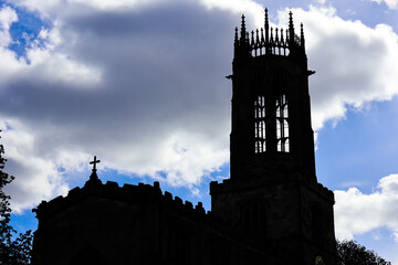Silhouetted building in York, England