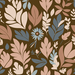 Seamless Boho Floral Pattern &ndash; Hand Drawn Botanical Flowers in Soft Pastel Colors.