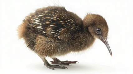 A small bird standing on a white surface, ideal for use in designs related to nature and wildlife