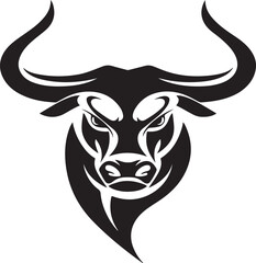 Fototapeta premium Wild Bull Buffalo Horn Head Vector Logo Silhouette on Transparent Background