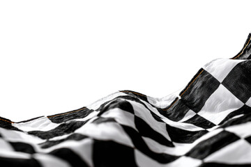 Race day finish line checkered flag sports event outdoor view. Isolated on transparent background, png.