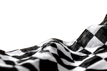 Race day finish line checkered flag sports event outdoor view. Isolated on transparent background, png.