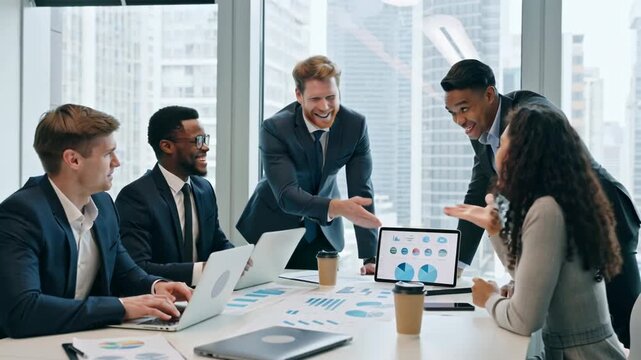 Business people shaking hands after closing a business deal in the office