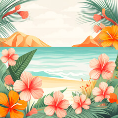 tropical background with palm trees soft image