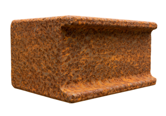 Rusty weathered Hbeam isolated on black backdrop