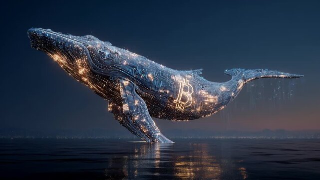hightech bitcoin whale above sea