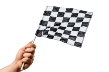 Race flag signal racing track photo outdoor close-up sports. Isolated on transparent background, png.