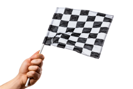 Race flag signal racing track photo outdoor close-up sports. Isolated on transparent background, png.