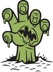 Cartoon Zombie Hand Emerging from the Ground