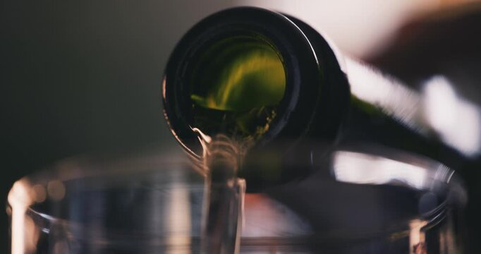 Pouring a glass of wine close up