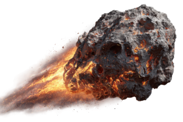 Meteor shower ignites atmosphere over earth nature high-speed view. Isolated on transparent background, png.