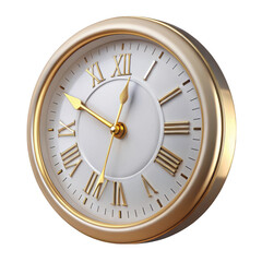  Classic Roman Wall Clock with Gold Accents isolated on transparent background Remove png