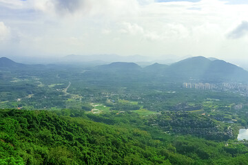 View of the beautiful jungle depths of Yanoda Park on Hainan Island, China.