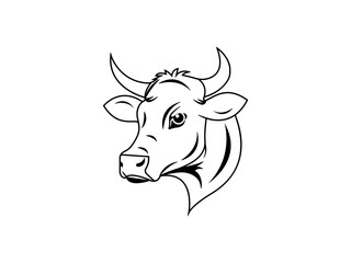 Cow face logo, cow head, icon, logo, Vector illustration, The best of Cow Silhouette icon, cow head logo vector, black and white logo.