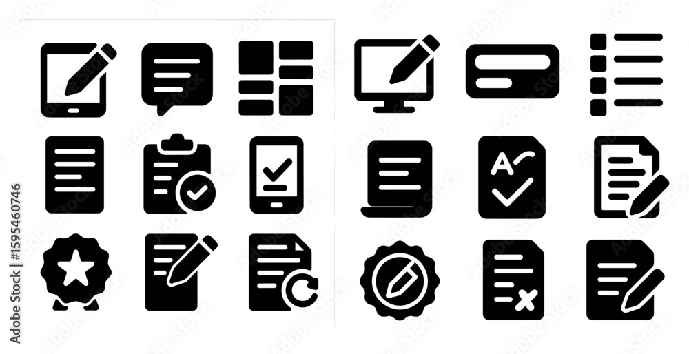 Fototapete set of icons for a computer application. the icons include a check mark, a pencil, a keyboard, a mou