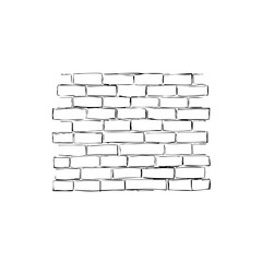 Simple line sketch of brick wall in black and white  