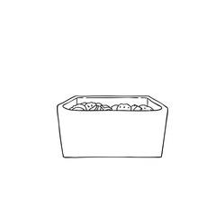 Simple line sketch of a Bento box filled with food  