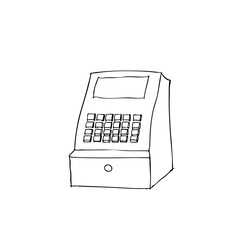 Simple line sketch of a cash register in minimalistic style  