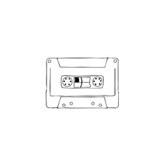 Simple line sketch of a cassette tape  