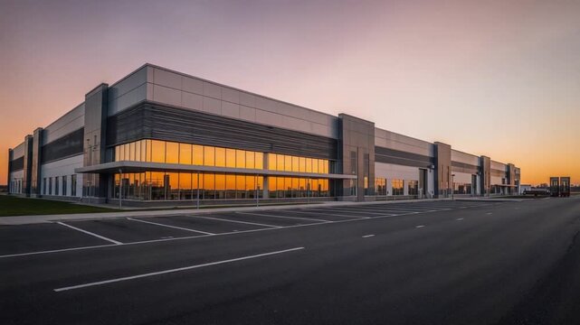 Modern Warehouse Complex at Sunrise, Architectural Exterior