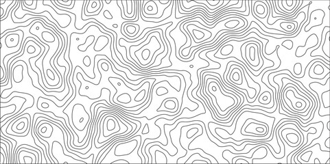 Topographic Map with Rich Topography and Complex Topological Features. Black and white topographic wavy stylized map dotted line contour topography terrain path. Abstract seamless paper cut world map