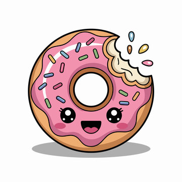 Cute Pink Donut with Sprinkles and Happy Face