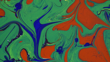 Magnificent water-based paint textures captured close-up of the magnificent marbling art