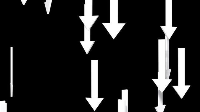 random down arrow black background 4k animation footage